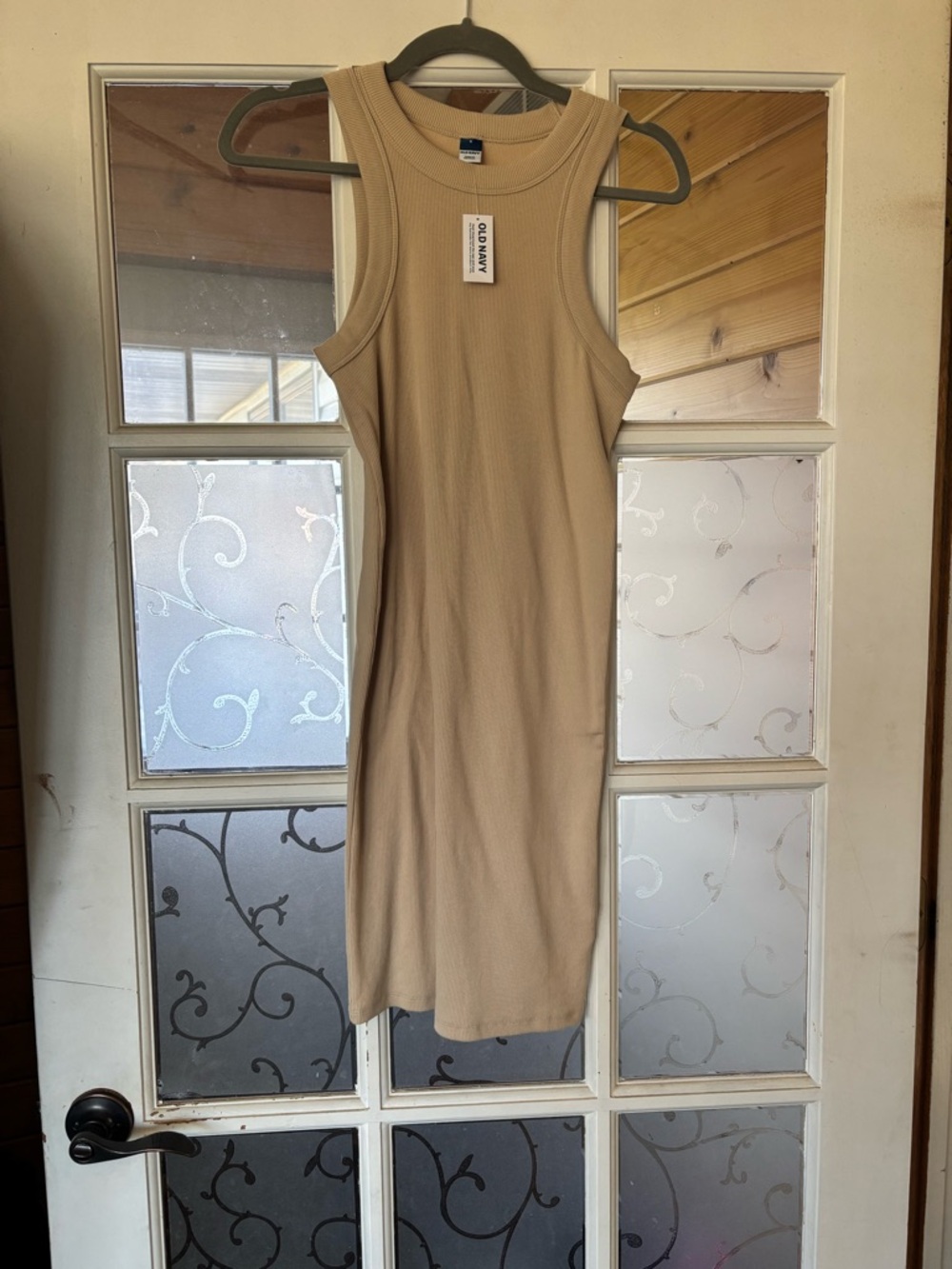 Old Navy Beige Ribbed Tank Midi Dress